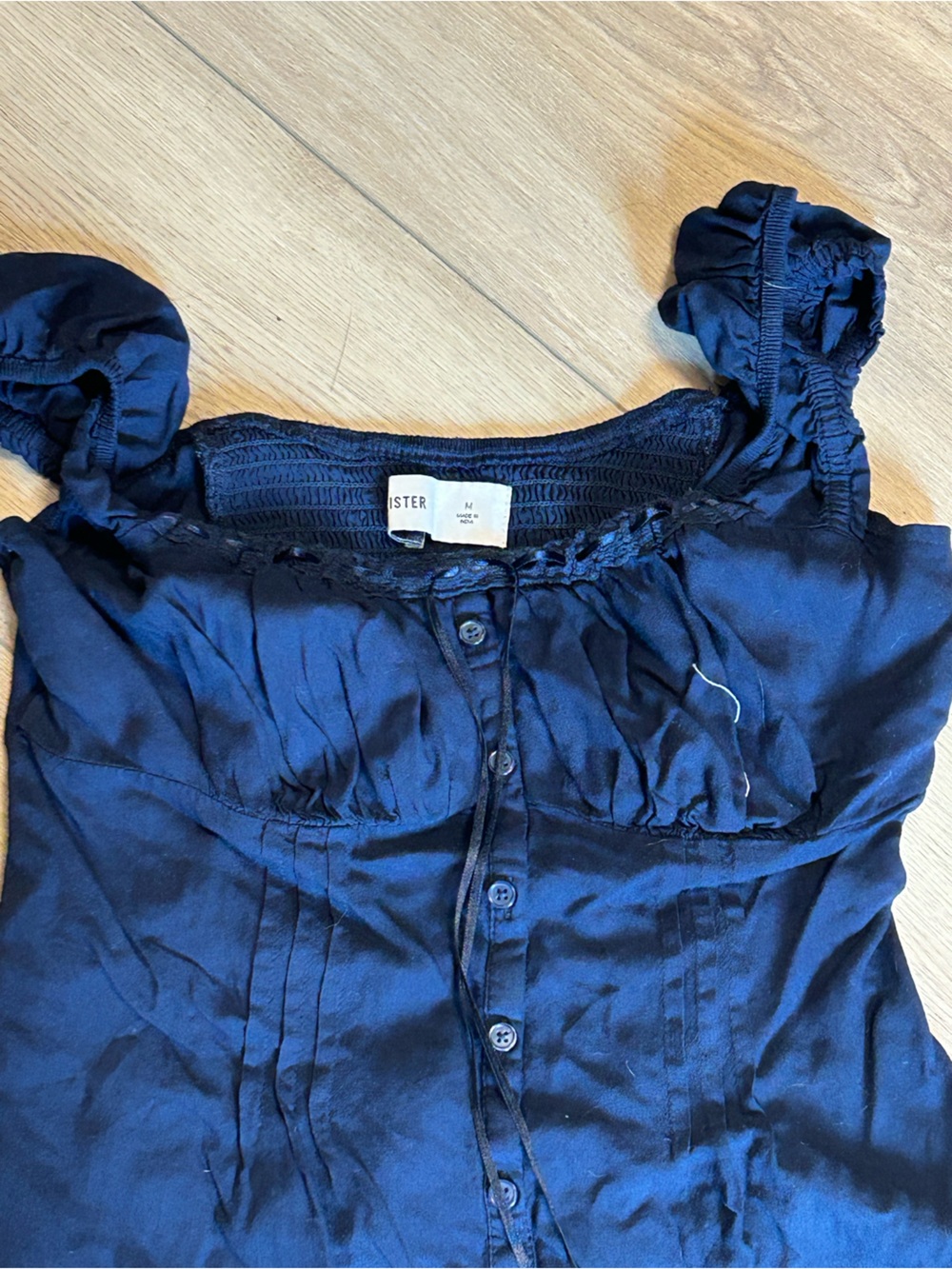 Hollister Navy Blue Button-Front Top